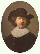 REMBRANDT Harmenszoon van Rijn Self-portrait with wide-awake hat oil painting reproduction